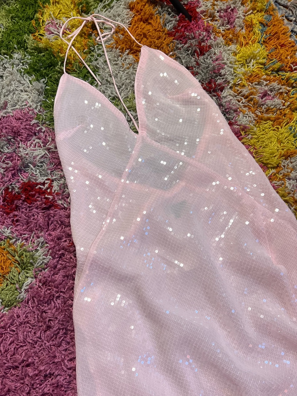 Bardot Pale Pink Sequin Halter Maxi Dress